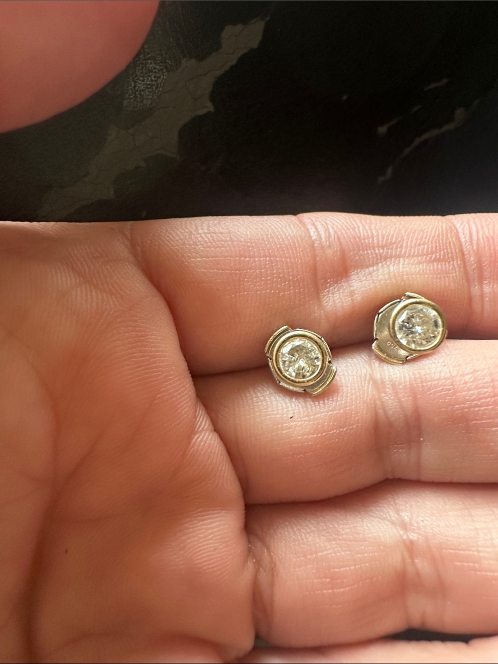 18k Gold Bezel Cut Diamond Stud Earrings